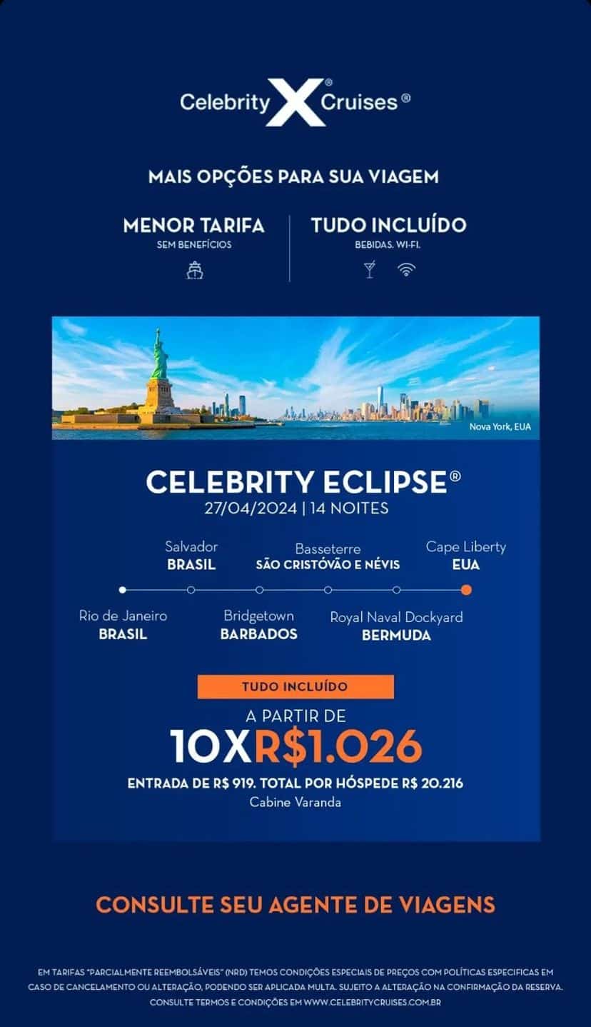 Cruzeiro de rio de janeiro até Nova York