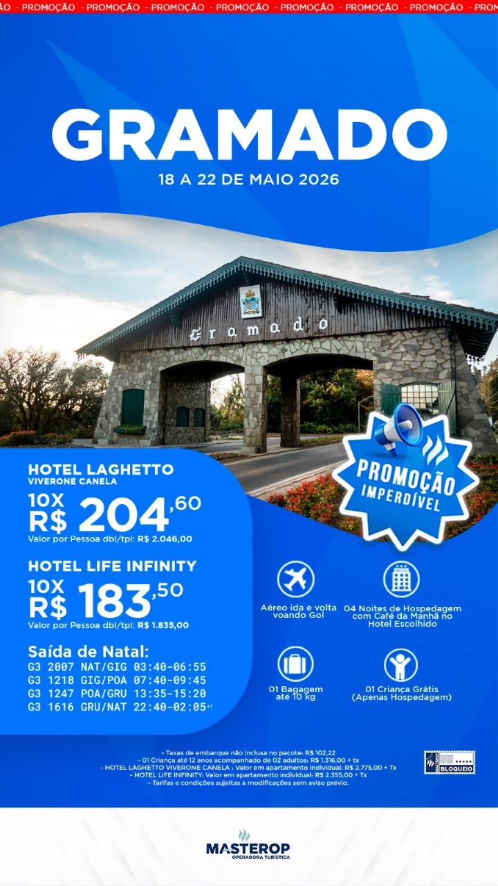 Roteiro para Gramado Saíndo de NatalRN